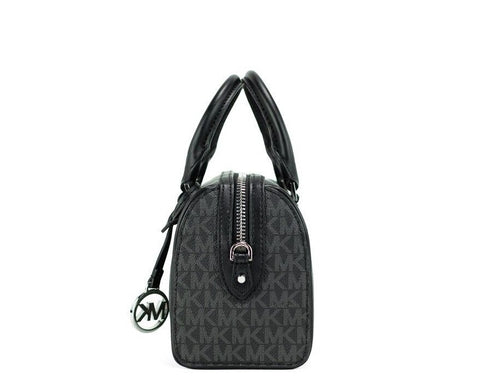 Michael Kors Travel XS Black Signature Leather Duffle Crossbody Handbag Purse